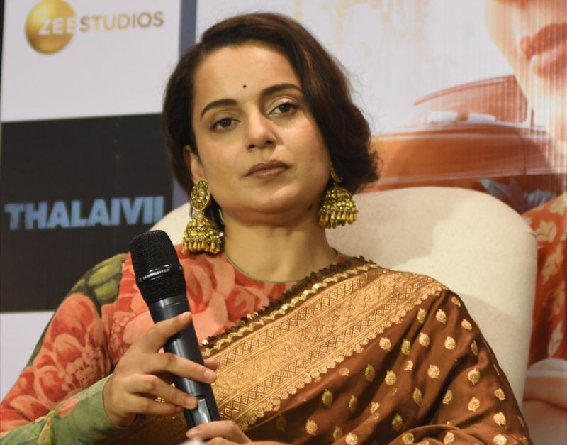 New Delhi : Actress Kangana Ranaut poses for photographers following a press conference on her film 'Thalaivii' in New Delhi on Thursday, September 09, 2021. (Photo: Anupam Gautam/IANS)